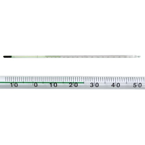 Thermomètre en verre avec remplissage spécial vert, -10 à +360 °C, Distribution: 2 °C