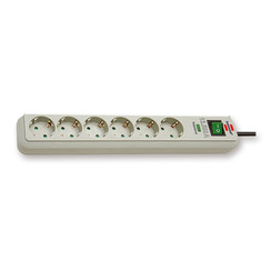 Power strip 6-gang, light grey