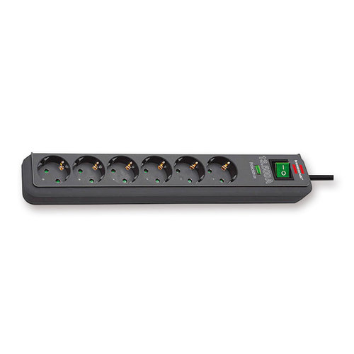 Power strip 6-gang, black