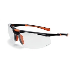 Schutzbrille 5X3, farblos, schwarz-orange