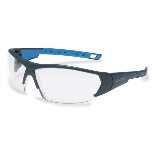 Veiligheidsbril i-works, kleurloos, antraciet/blauw, 9194-171