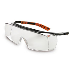Safety glasses 5X7, colorless, gun metal orange, 5X7.01.00.00