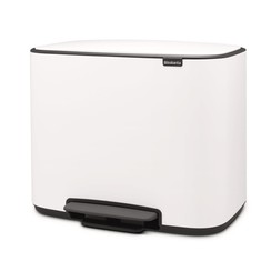 Papelera con pedal Bo 2 compartimentos: 11 + 23 l, blanco