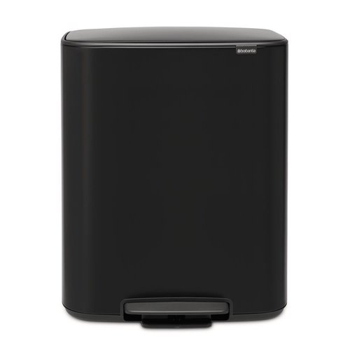 Waste bin with pedal Bo 2 compartments: 2 x 30 l, black
