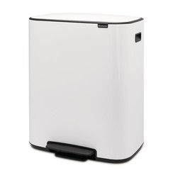 Pattumiera con pedale Bo 2 scomparti: 2 x 30 l, bianco