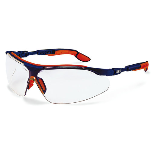 Schutzbrille i-vo, farblos, blau-orange