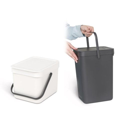 Afvalemmer "Sort & Go", 16 l, grijs