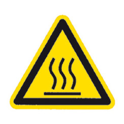 Símbolo de advertencia según ISO 7010 Etiqueta individual, Superficie caliente, Longitud lateral 200 mm