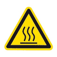 Warnsymbol nach ISO 7010 Einzeletikett, Heiße Oberfläche, Seitenlänge 200 mm