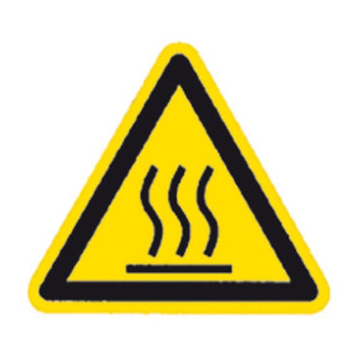 Simbolo di avvertimento secondo ISO 7010 Etichetta individuale, Superficie calda, Lunghezza laterale 200 mm