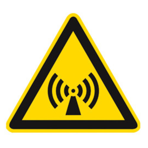 Simbolo di avvertenza secondo ISO 7010 Etichetta individuale, Radiazioni non ionizzanti, Lunghezza laterale 100 mm