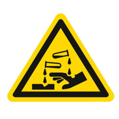 Warning symbol in accordance with ISO 7010 Individual label, Corrosive substances, Side-length 200 mm