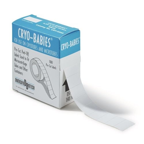 Cryo-etiketten Op de rol wit, 33 x 13 mm, Gesch. voor: 1,5-2 ml vaatjes