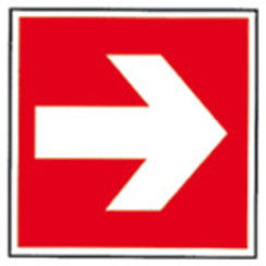 Fire protection symbols, Directional arrow, 200 x 200 mm