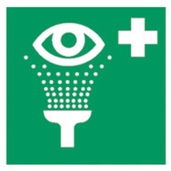 Panneaux de premiers soins et de sauvetage conformément à la norme ISO 7010 Film adhésif, dispositif de lavage oculaire, 200 x 200 mm