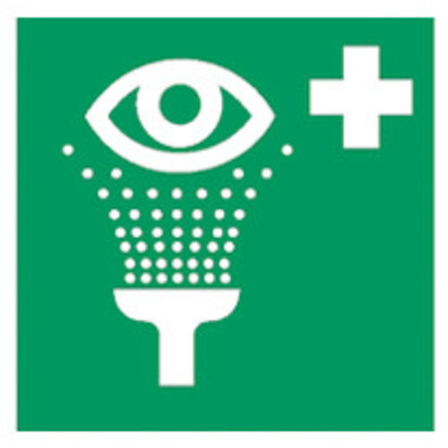 Erste-Hilfe- und Rettungszeichen nach ISO 7010 Klebefolie, Augenspülgerät, 200 x 200 mm