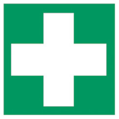 First aid and rescue marks in accordance with ISO 7010 Adhesive film, long afterlighting, First aid, 200 x 200 mm