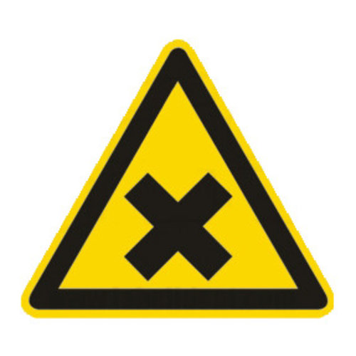 Símbolo de advertencia Etiquetado individual probado en campo, Sustancias nocivas o irritantes, Longitud lateral 200 mm