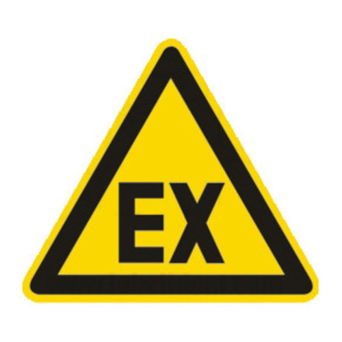 Warning symbol Field-tested Individual label, Explosive atmosphere, Side-length 100 mm