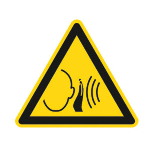 Simbolo di avvertimento secondo ISO 7010 Etichetta individuale, Suono forte inaspettato, Lunghezza laterale 100 mm