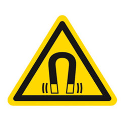 Símbolo de advertencia según ISO 7010 Etiqueta individual, Campo magnético, Longitud lateral 100 mm
