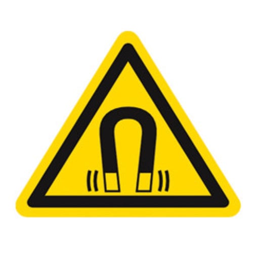 Simbolo di avvertimento secondo ISO 7010 Etichetta individuale, Campo magnetico, Lunghezza laterale 100 mm