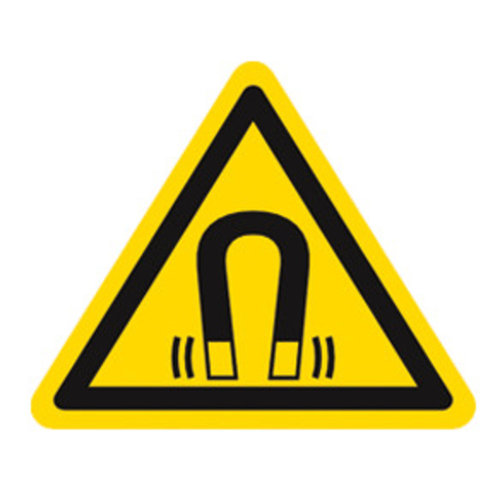 Simbolo di avvertimento secondo ISO 7010 Etichetta individuale, Campo magnetico, Lunghezza laterale 100 mm