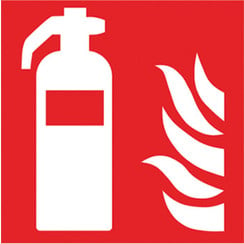 Symboles de protection contre l’incendie conformément à la norme ISO 7010 Film adhésif, Extincteur, 200 x 200 mm