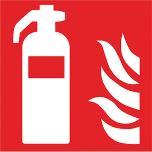 Brandschutzsymbole nach ISO 7010 Klebefolie, Feuerlöscher, 148 x 148 mm