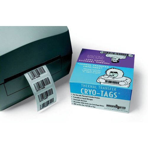 Thermal transfer labels Cryo-Tags®, 51 x 6 mm, Gesch. for: Microtiter plates