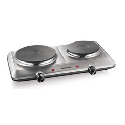 Heating plate, 180/150 mm, Double heating plate, Upper part stainless steel, brushed, 1500/1000 W