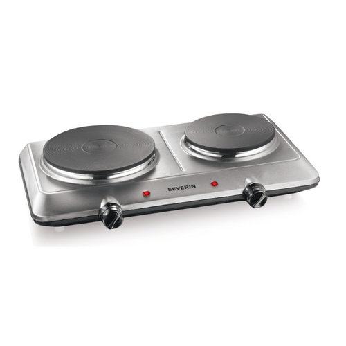 Heating plate, 180/150 mm, Double heating plate, Upper part stainless steel, brushed, 1500/1000 W
