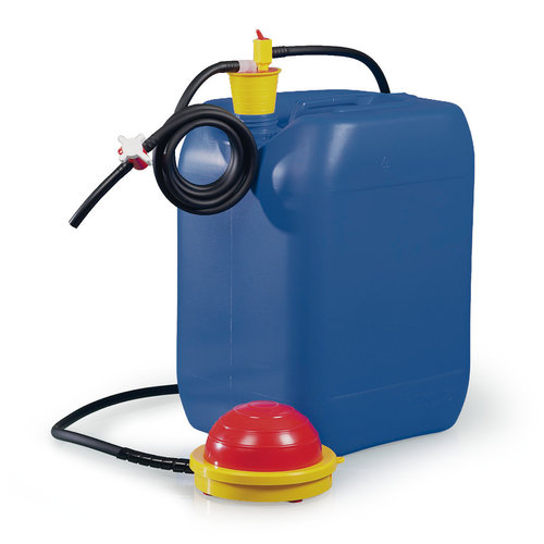Pompe à réservoir OTAL® PP à pied, avec tuyau en PVC et robinet PP / PEFouleurs de transport 12 mm
