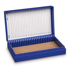 Slide boxes Stulp lid, Number of places needed: 25, blue