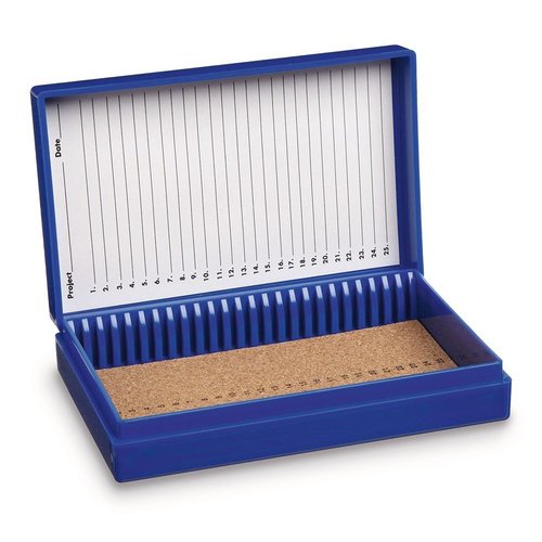 Slide boxes Stulp lid, Number of places needed: 25, blue