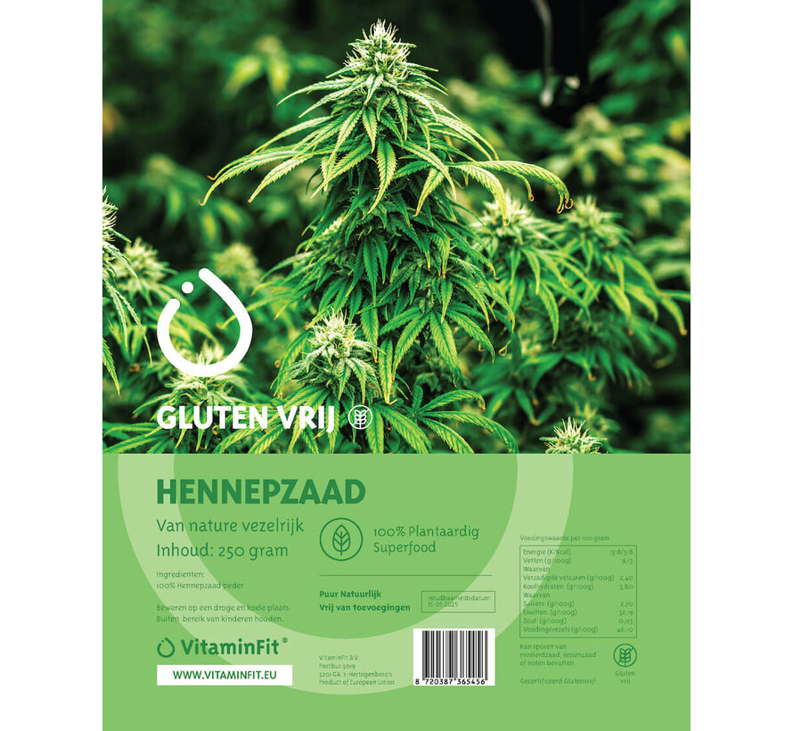 Eiwitrijk Hennepzaad in poedervorm 250 g