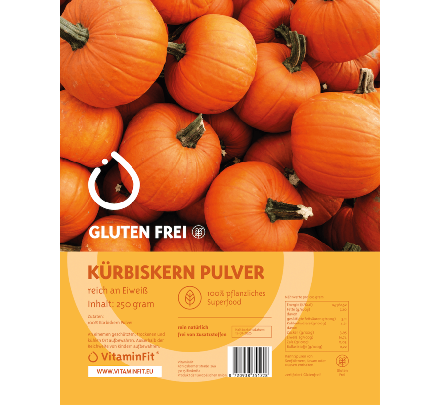 Proteinreiches Kürbiskern Pulver 250 g