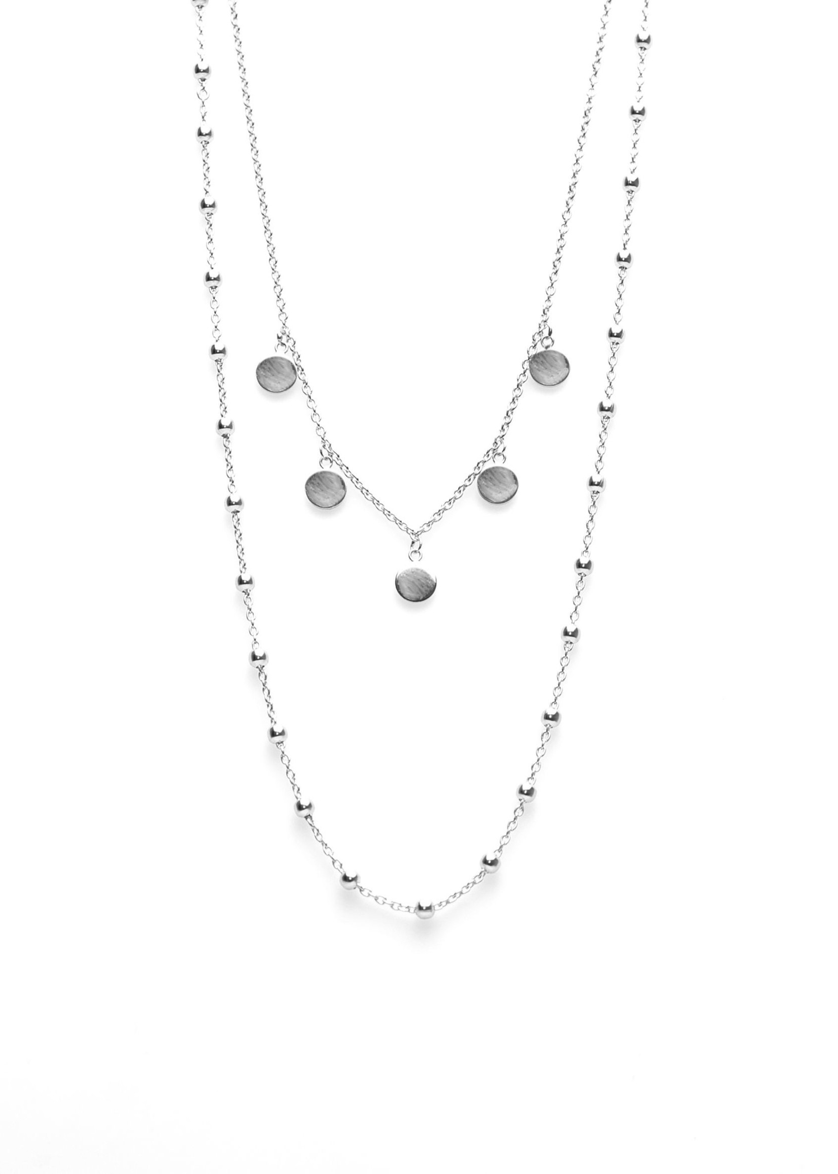 Karma Double Necklace Dots 5 Discus Silver