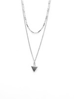 Karma Double Necklace Tubes Triangle Silver