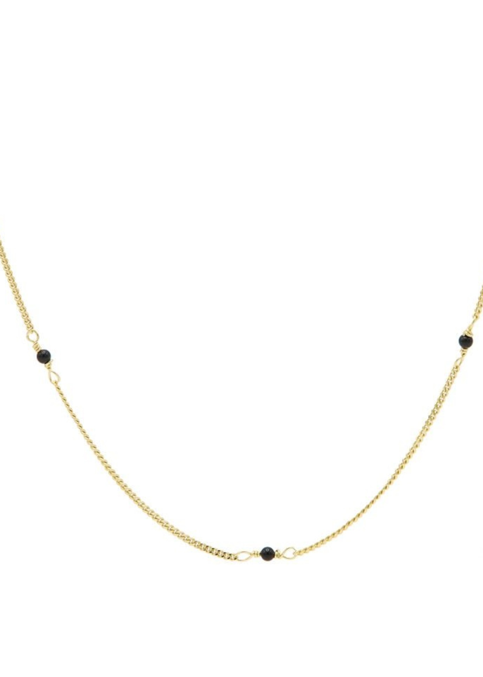 Karma Necklace Tiny Onyx Goldplated