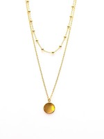 Karma Double Necklace Dots Disc Goldplated