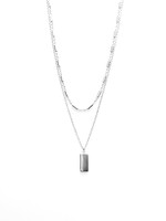 Karma Double Necklace Tubes Rectangle Silver