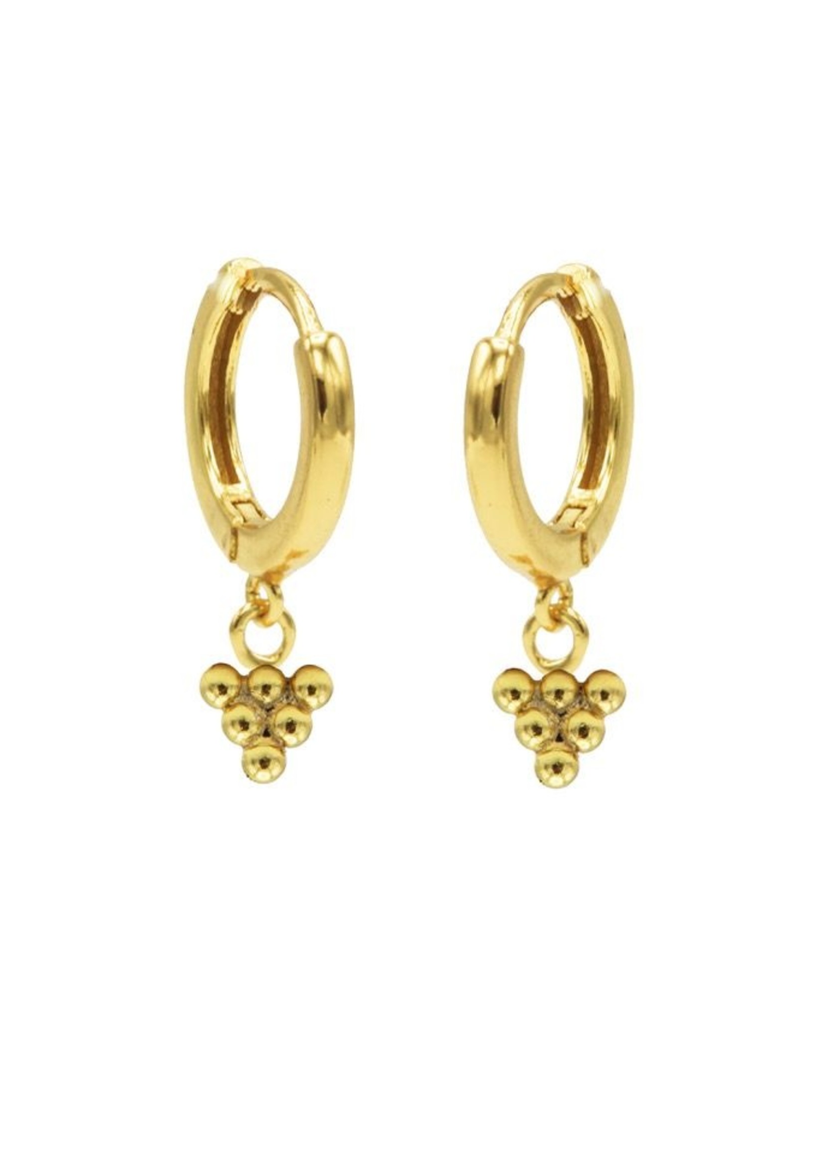 Karma Hinged Hoops Symbols 6 Dots Goldplated Set