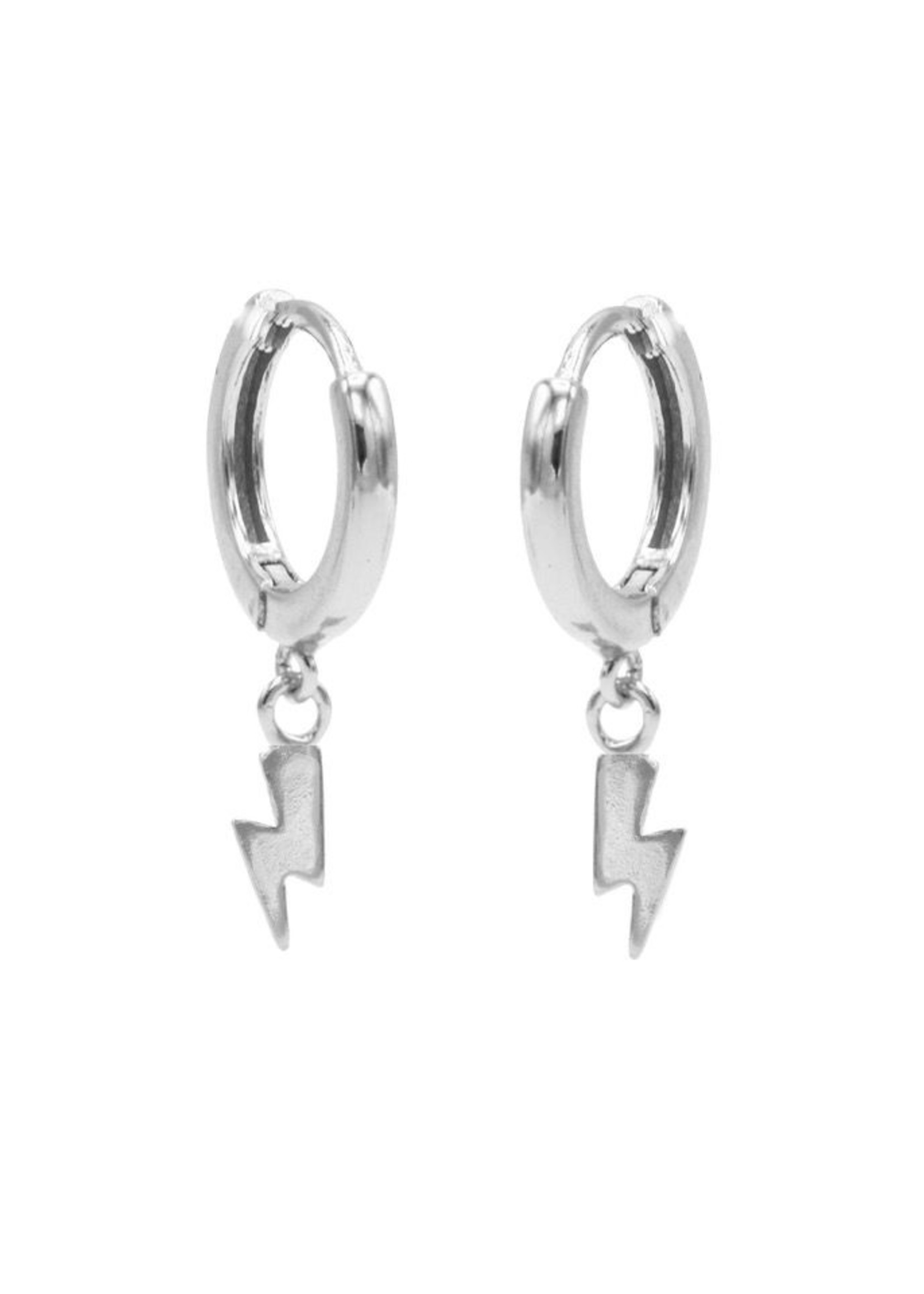 Karma Hinged Hoops Symbols Lightning Silver Set