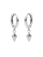 Karma Hinged Hoops Symbols Square Cone Silver Set