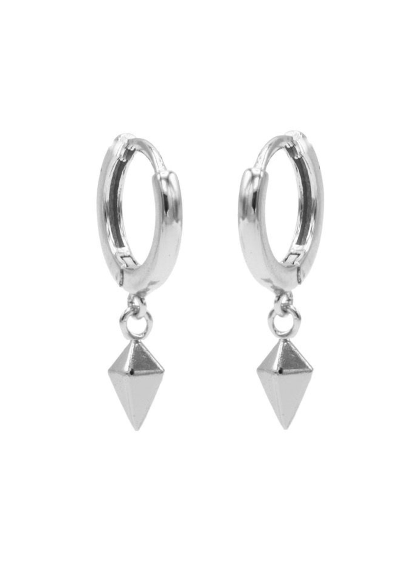 Karma Hinged Hoops Symbols Square Cone Silver Set