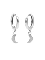 Karma Hinged Hoops Symbols Moon Silver Set