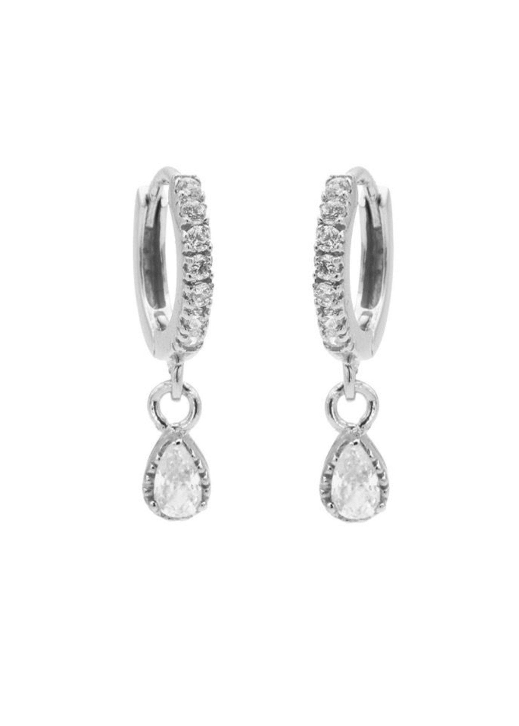 Karma Zirconia Hinged Hoops Symbols Drop Silver Set