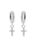 Karma Zirconia Hinged Hoops Symbols Faith Silver Set