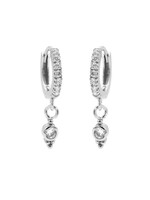 Karma Zirconia Hinged Hoops Symbols Zirconia Triple Dots Silver Set